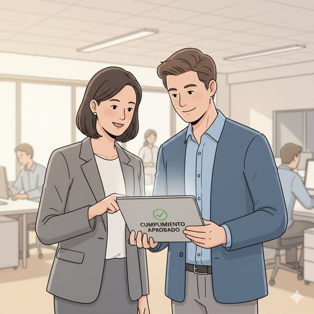 Directivos analizando ahorro fiscal por implementación de comedor industrial bajo normativa LAAT. 