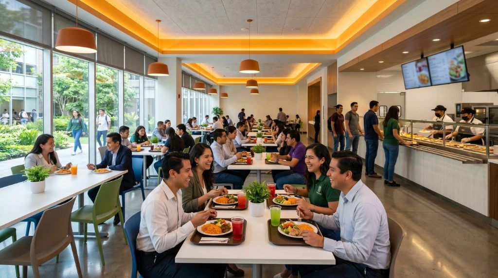 Cafetería institucional Mesón Delta con menu diario y personal incluido