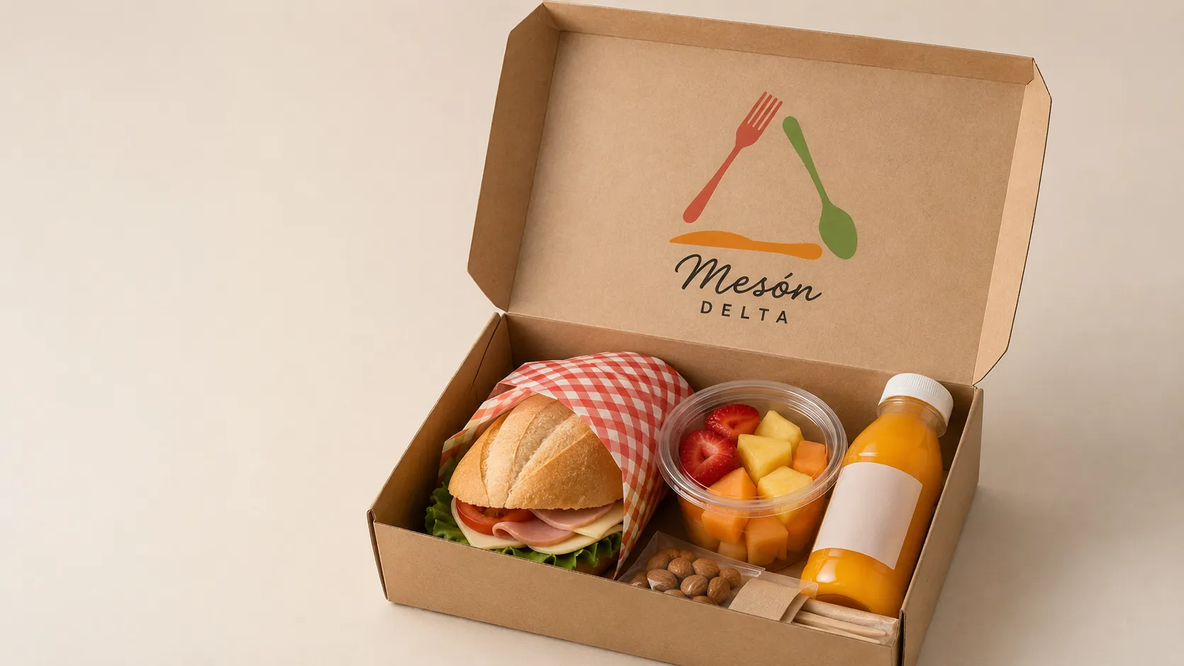 Box lunch empresarial empacado y listo para entregar