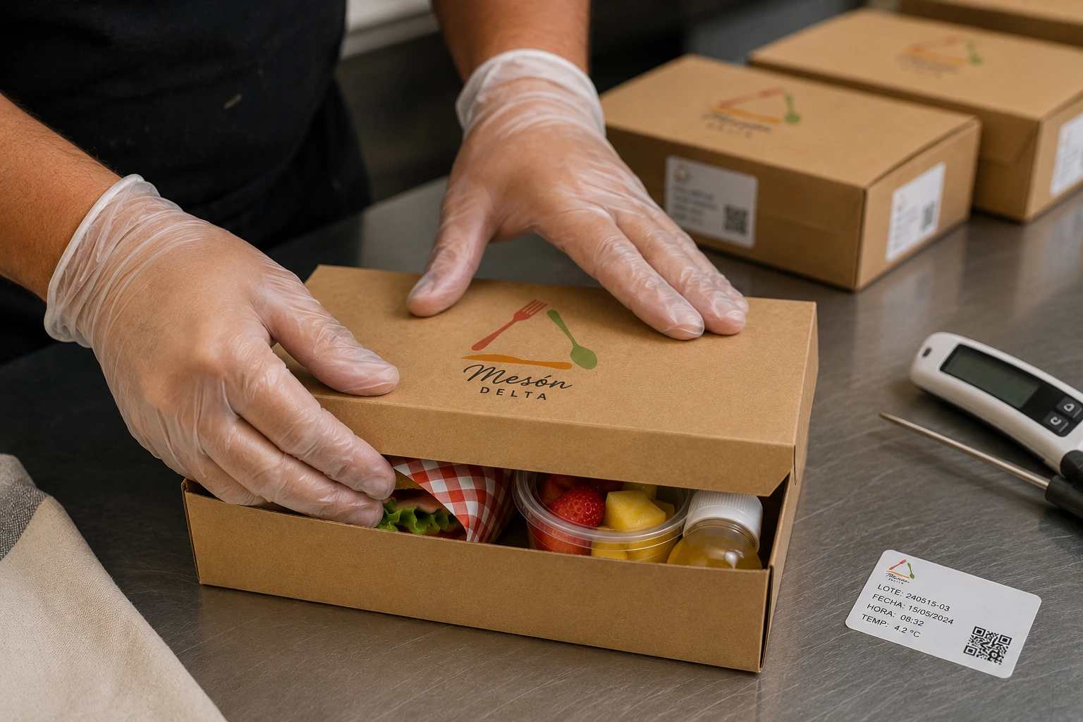 Box lunch sellado con cadena de temperatura controlada
