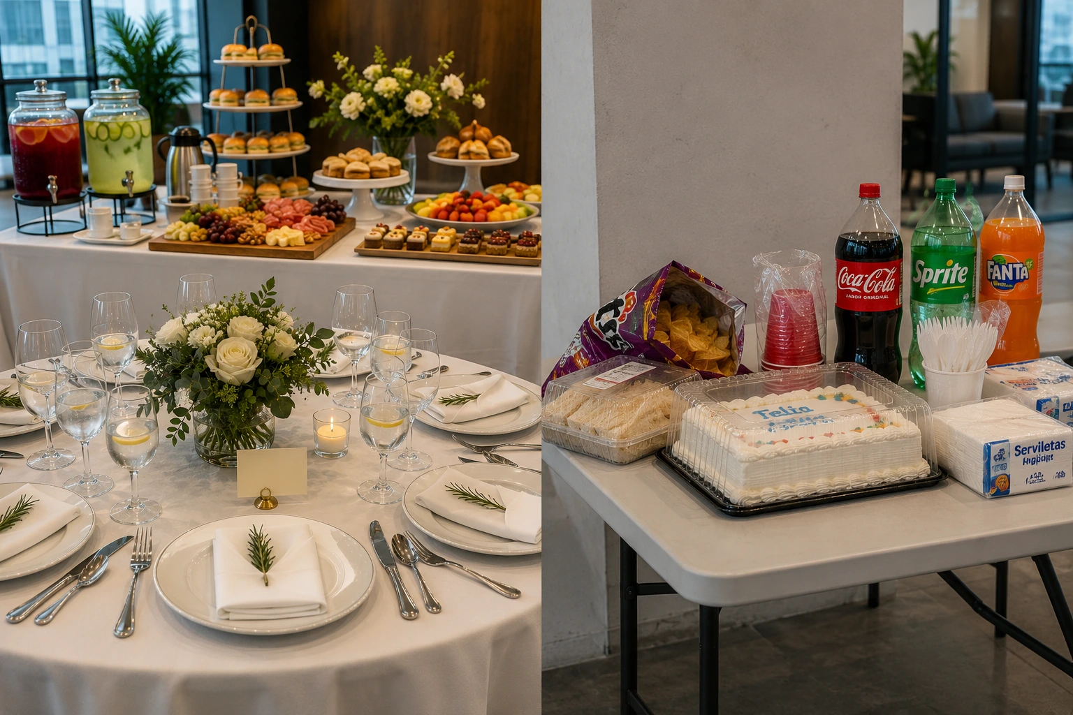 Montaje profesional de catering para eventos corporativos