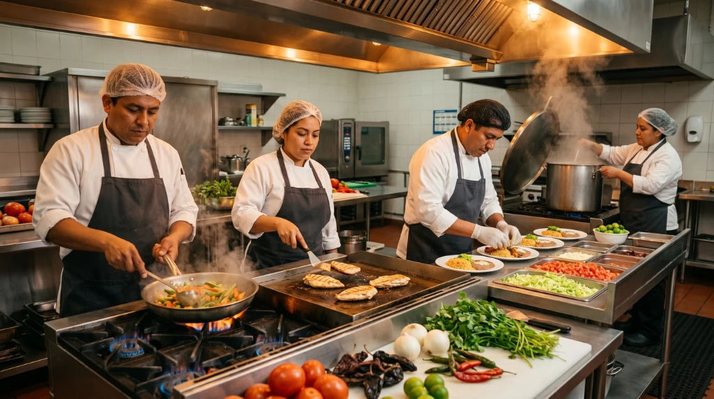 Cocina industrial en sitio operada en planta