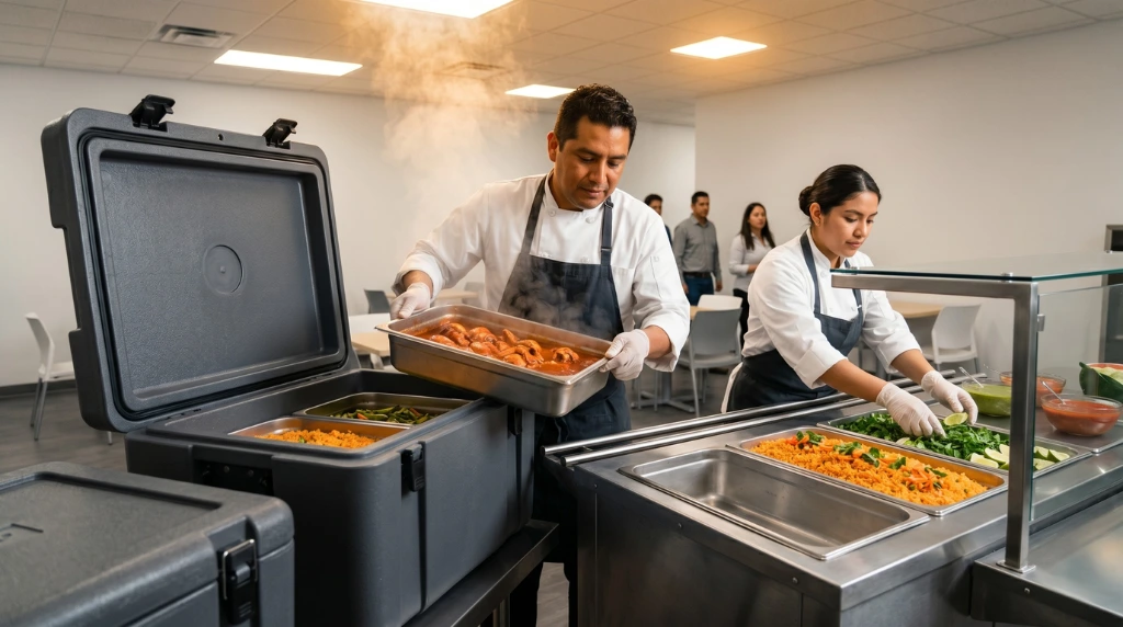 Contenedores isotérmicos de alimentos transportados a planta