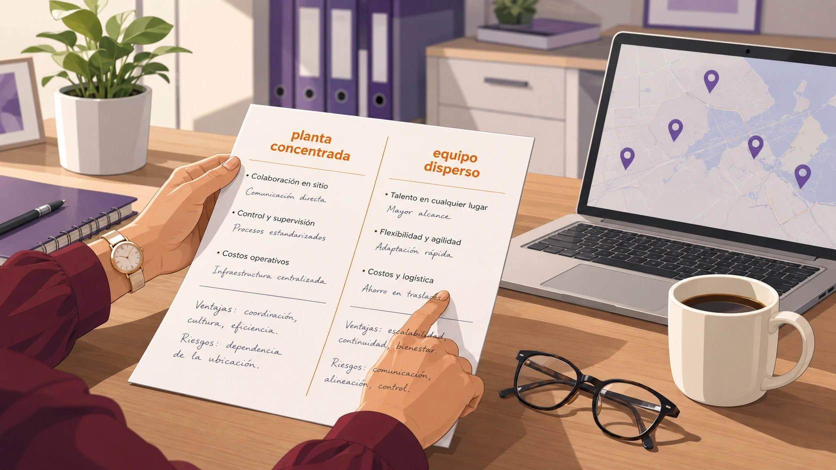 Directora de RH evaluando si su empresa necesita comedor industrial o vales de comida según su plantilla y ubicaciones